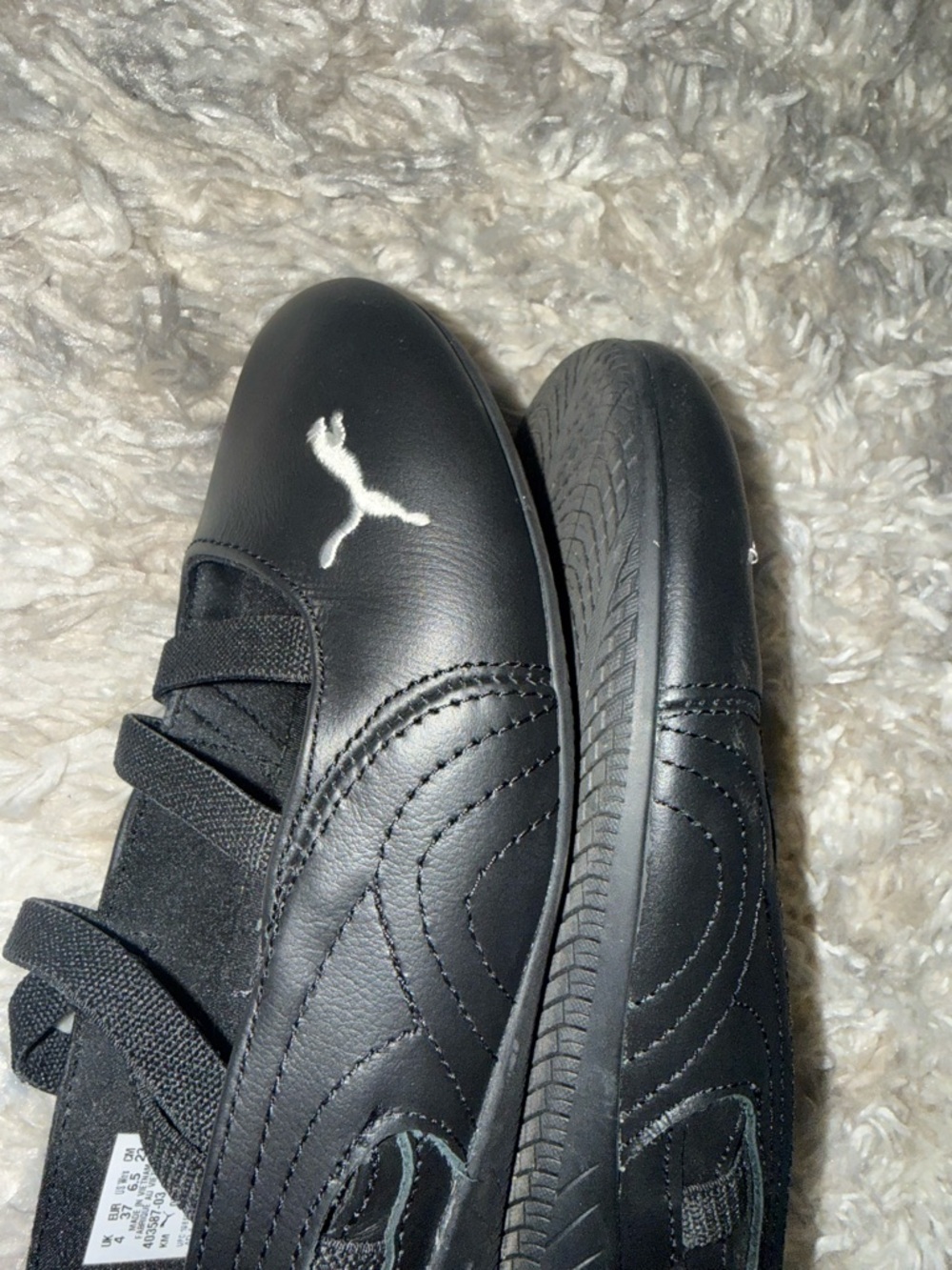 Puma Black Elastic-Strap Ballet Sneakers with White Logo - Picture 7 of 11